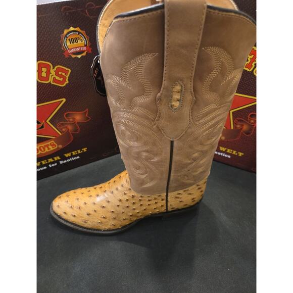 Los Altos Genuine Amber Full Quill Ostrich WESTERN Boot Round Toe 650354 10EE main image 10